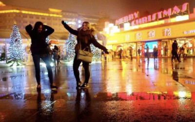 two teachers having a dance and enjoying Xi'an